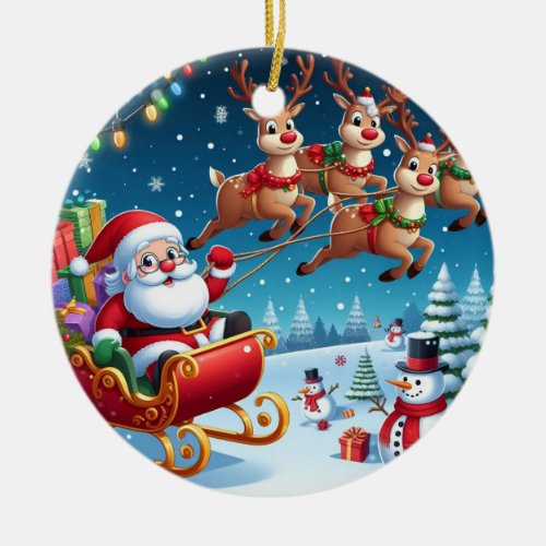 Here Comes Santa Clause Ceramic Ornament
