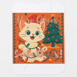 Here Comes Santa Claws! Funny Santa Cat Baby Blanket