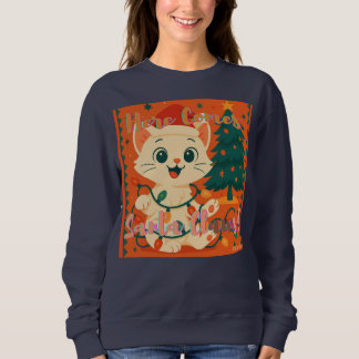Here Comes Santa Claws! Funny Santa Cat Sweatshirt