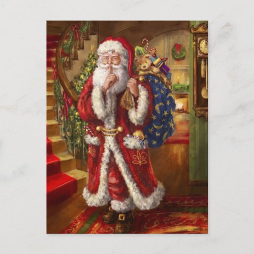 Here Comes Santa Holiday Postcard