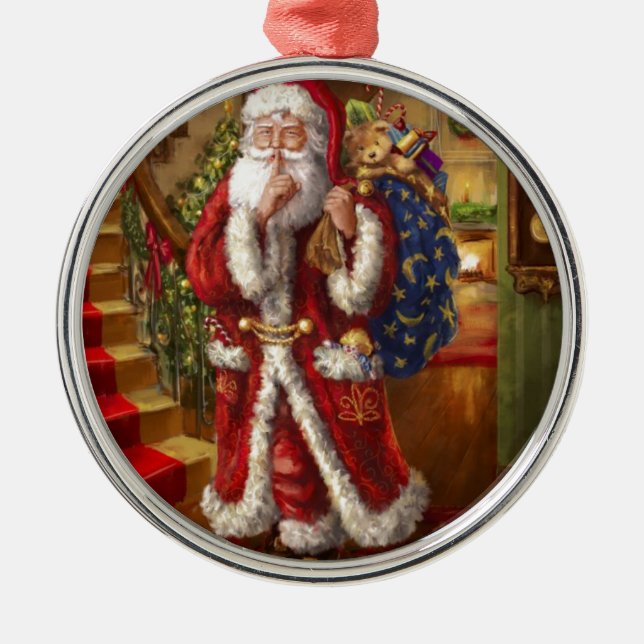 Here Comes Santa Metal Ornament (Front)