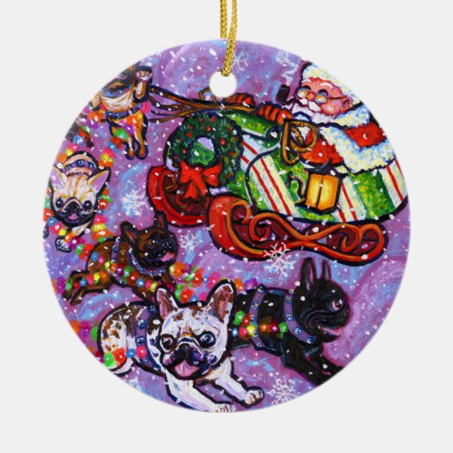 Here comes Santa Paws! Ceramic Ornament (Front)