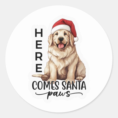 Here comes Santa paws Classic Round Sticker