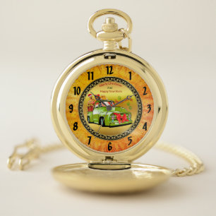 Here comes Santa paws dog Christmas parade truck 1 Pocket Watch