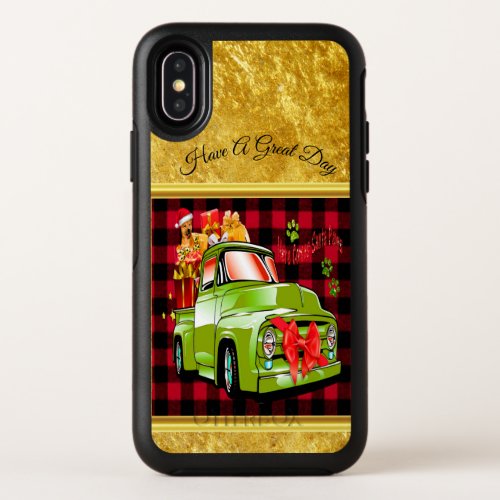 Here comes Santa paws dog Christmas parade truck OtterBox Symmetry iPhone X Case
