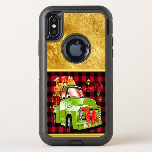 Here comes Santa paws dog Christmas parade truck OtterBox Defender iPhone X Case
