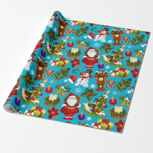 Here Comes Santa Wrapping Paper (Unrolled)