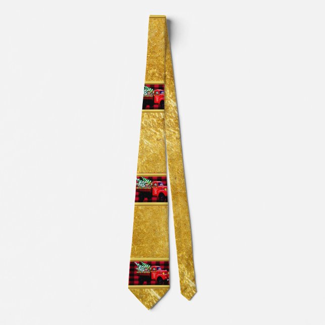 Here comes Santa's Christmas tree farm truck Neck Tie (Front)