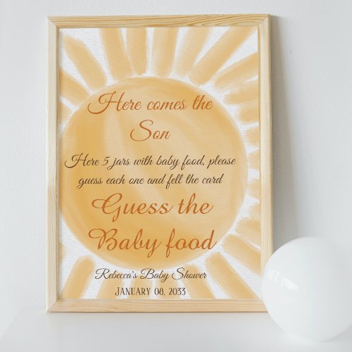 Here Comes Son Sunshine Ray Baby Shower Guess Game Poster