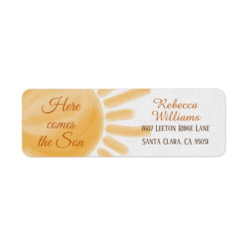 Here Comes Son Sunshine Rays Baby Shower Address Label