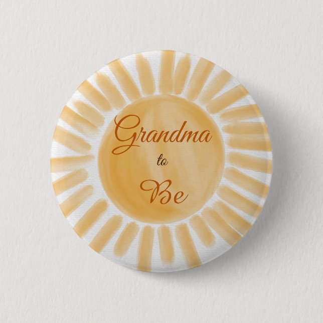 Here Comes Son Yellow Sunshine Baby Shower Grandma Button (Front)