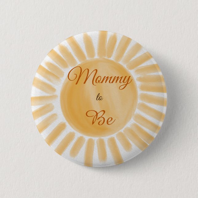 Here Comes Son Yellow Sunshine Baby Shower Mother  Button (Front)