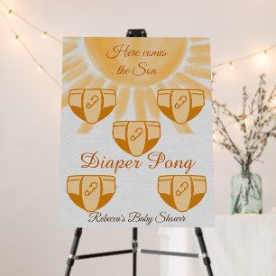 Here Comes Sunshine Baby Shower Diaper Pong Game Foam Board