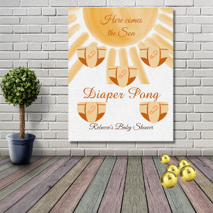 Here Comes Sunshine Baby Shower Diaper Pong Game Foam Board