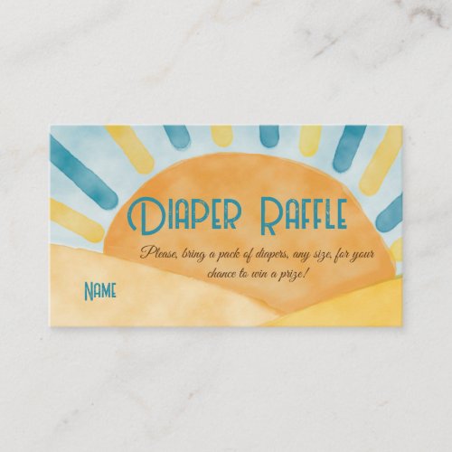 Here Comes Sunshine Blue Diaper Baby Shower Game Enclosure Card