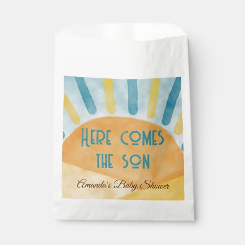 Here Comes Sunshine Blue Ray Baby Shower Gift Favor Bag