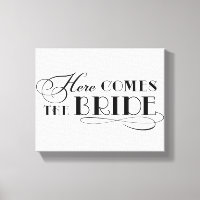 Here Comes the Bride Black Wedding Ceremony Sign