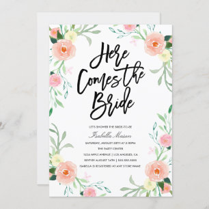 Here Comes The Bride   Bridal Shower Invitation