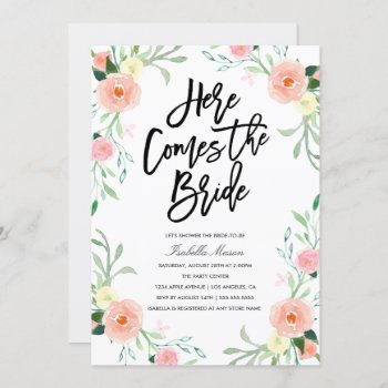 Here Comes The Bride | Bridal Shower Invitation by PinkMoonPaperie at Zazzle