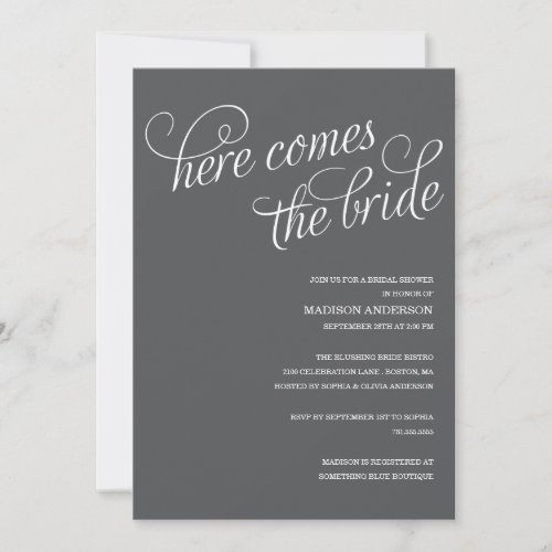 HERE COMES THE BRIDE | BRIDAL SHOWER INVITATION