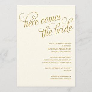 HERE COMES THE BRIDE BRIDAL SHOWER INVITATION