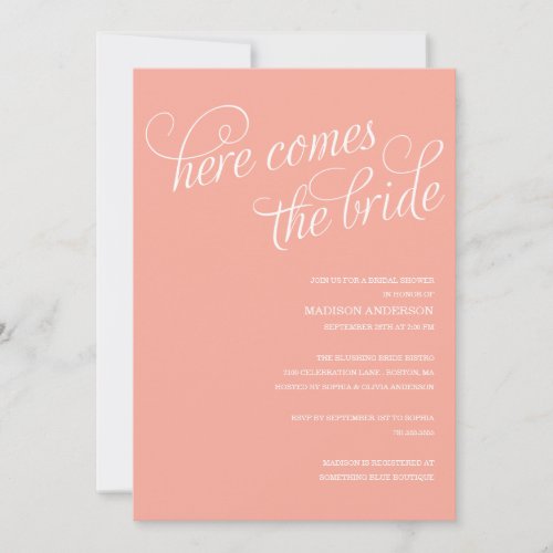 HERE COMES THE BRIDE | BRIDAL SHOWER INVITATION