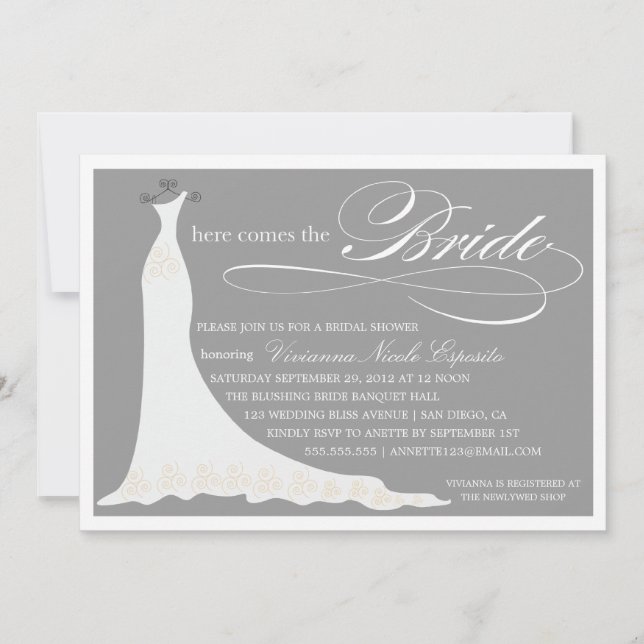 HERE COMES THE BRIDE | BRIDAL SHOWER INVITATION (Front)