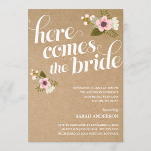 HERE COMES THE BRIDE BRIDAL SHOWER INVITATION