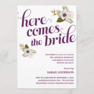 HERE COMES THE BRIDE BRIDAL SHOWER INVITATION