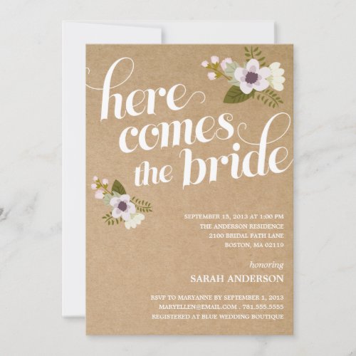 HERE COMES THE BRIDE | BRIDAL SHOWER INVITATION