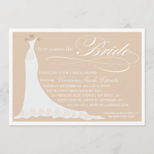 HERE COMES THE BRIDE BRIDAL SHOWER INVITATION