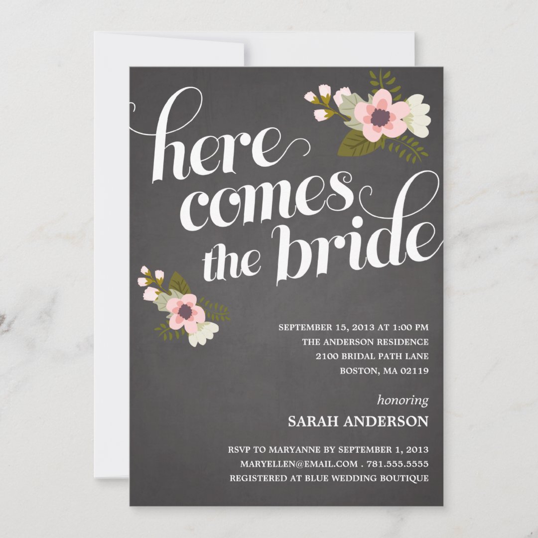 HERE COMES THE BRIDE | BRIDAL SHOWER INVITATION | Zazzle