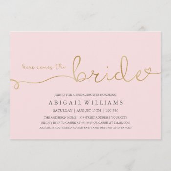 Here Comes The Bride Dk -shower Invitation by Whimzy_Designs at Zazzle