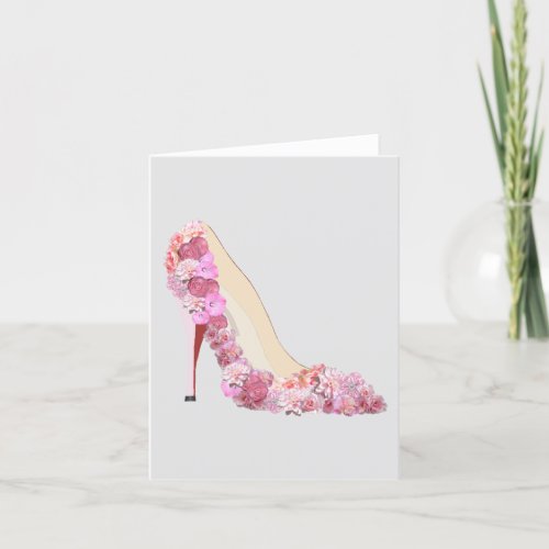 Here Comes The Bride Floral Heels Personal Note Card