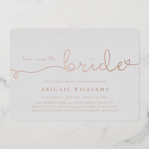 Here Comes the Bride  Foil Invitation