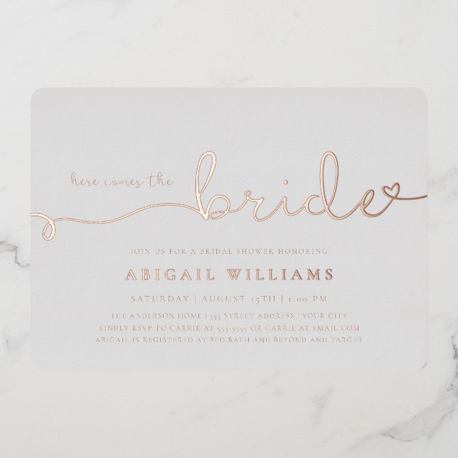 Here Comes the Bride  Foil Invitation (Front)