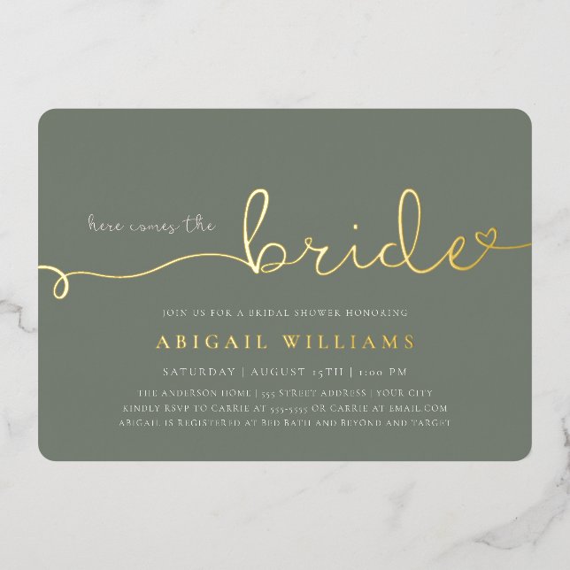 Here Comes the Bride  Foil Invitation (Front)