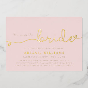 Here Comes the Bride  Foil Invitation
