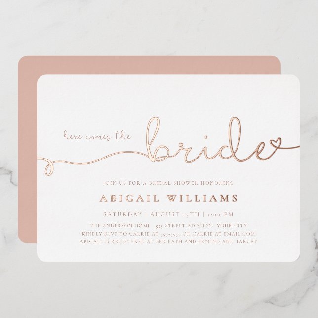 Here Comes the Bride  Foil Invitation (Front/Back)
