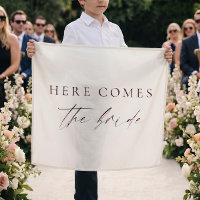 Here Comes the Bride Minimalistic Fabric Sign