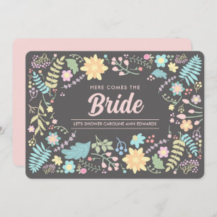 Here comes the Bride. Modern Floral Bridal Shower Invitation