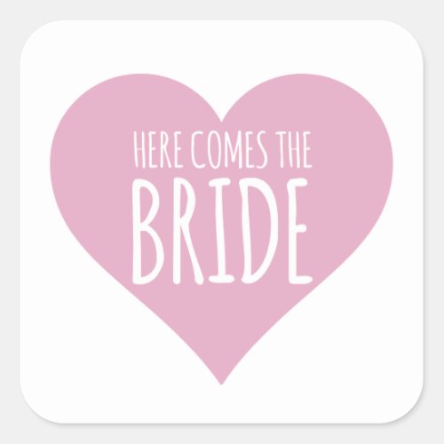 Here Comes the Bride Pretty Pink Heart Sticker