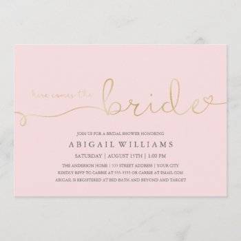 Here Comes The Bride -shower Invitation by Whimzy_Designs at Zazzle