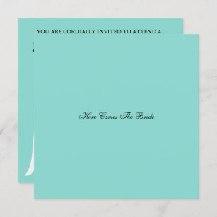 Here Comes The Bride Teal Blue Bridal Shower Party Invitation