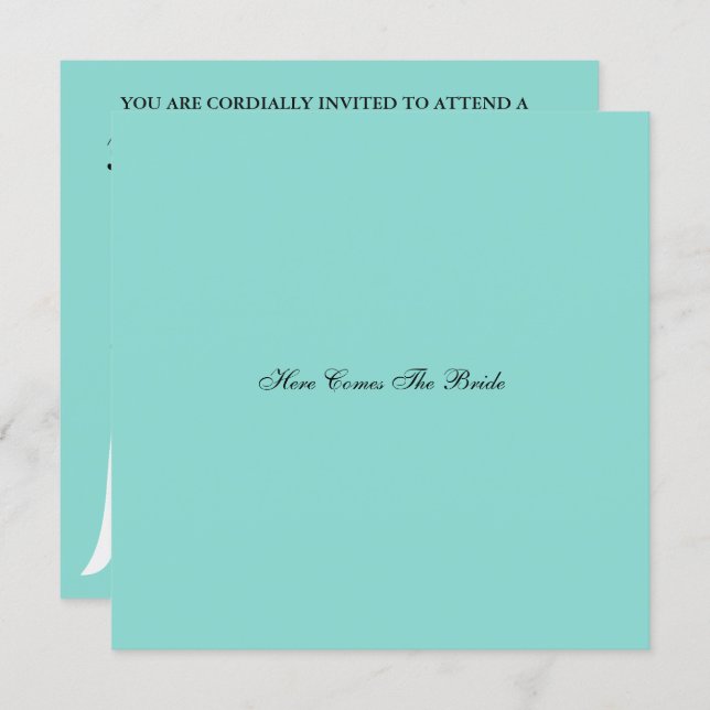 Here Comes The Bride Teal Blue Bridal Shower Party Invitation (Front/Back)