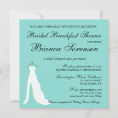 Here Comes The Bride Teal Blue Bridal Shower Party Invitation (Back)