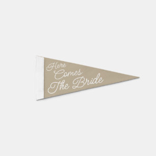 Here Comes the Bride Wedding Ceremony Sign Pennant Flag
