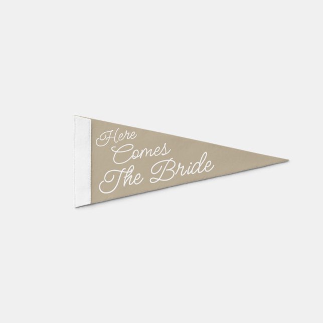 Here Comes the Bride Wedding Ceremony Sign Pennant Flag (Front)