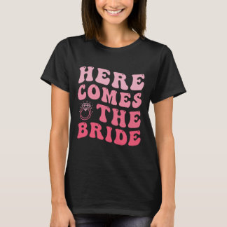 Here Comes The Bride Wedding Ring Bearer Groovy T-Shirt