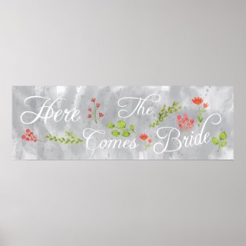 Here Comes The Bride Wedding Watercolor Sign by RenImasa at Zazzle